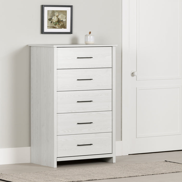 Commode verticale Fernley à 5 tiroirs - pin blanc