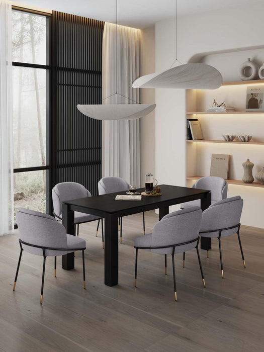 Ensemble de salle a manger Flor and Rockaway Modern Industry Chic 7 pieces en gris et noir