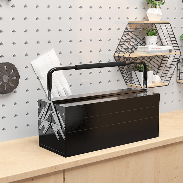 Durhand Boite A Outils En Metal, Coffre A Outils En Acier Avec Poignee Noir