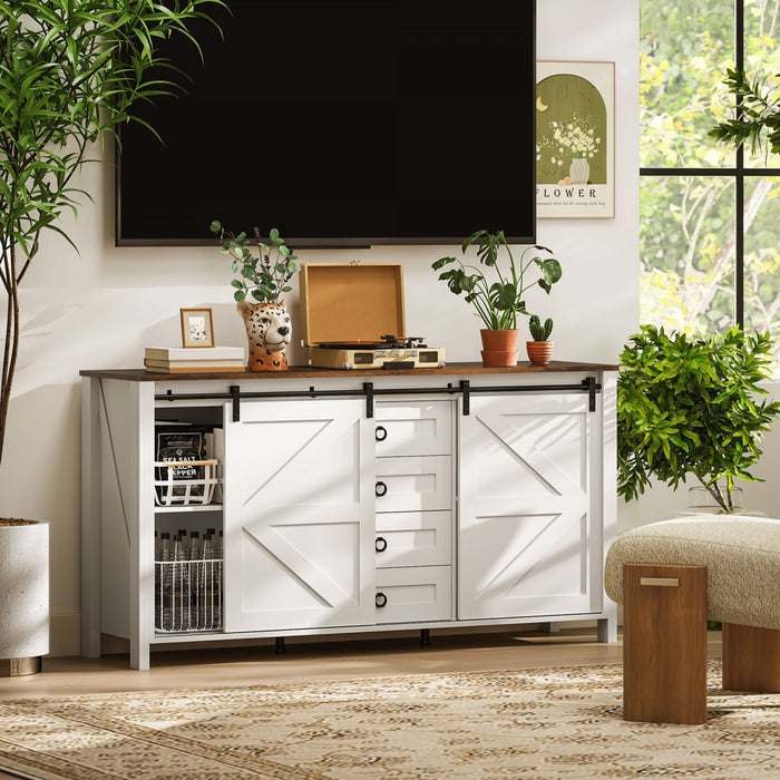 HOMCOM Buffet style ferme avec portes blanc creme