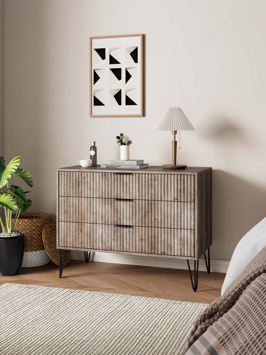 Commode Dumbo Moderne 35\" a rainures en gris rustique (3 tiroirs)