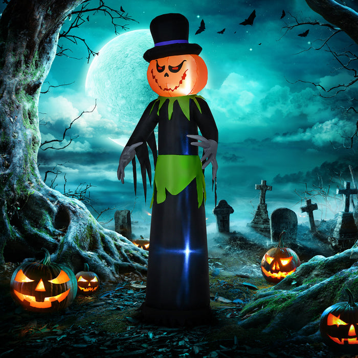 Outsunny Citrouille Gonflable 8pi Halloween Avec Chapeau, Affichage Led