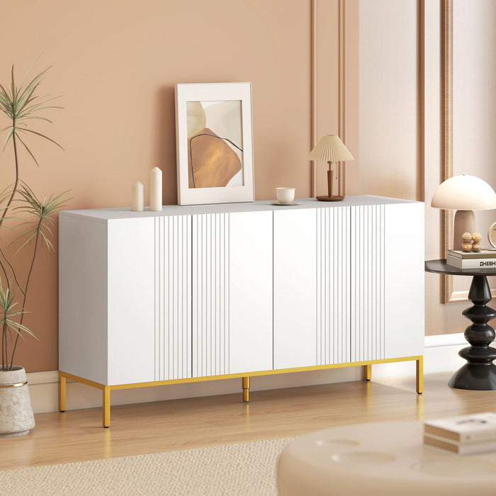 HOMCOM Buffet avec etageres reglables, portes a fermeture douce