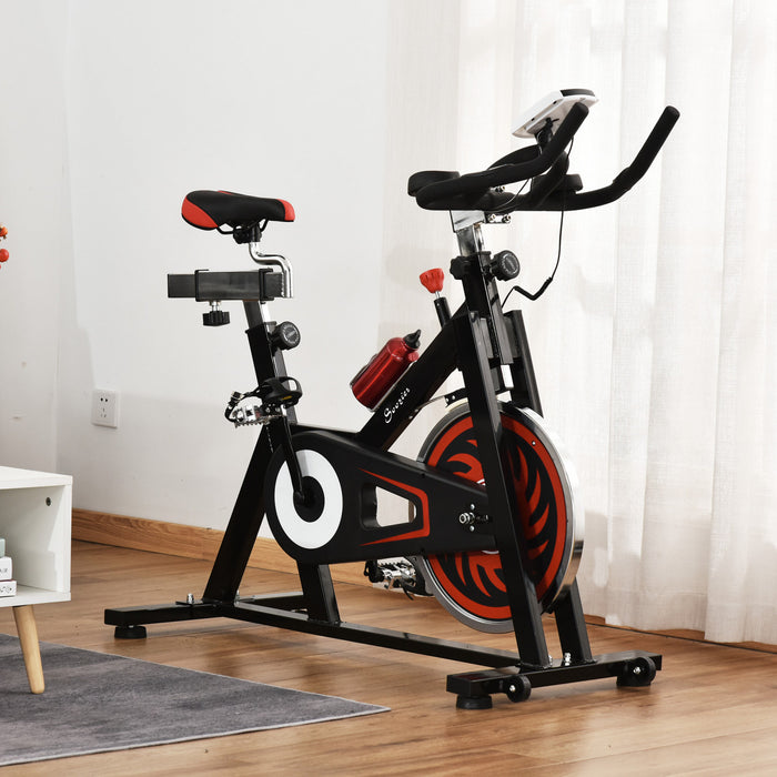 Soozier Indoor Stationary Exercise Bike Upright Fitness Bicycle Cycling Sport Pour Home Gym Avec 29lbs Flywheel Reglable Resistance Lcd Monitor Bottle Holder Noir