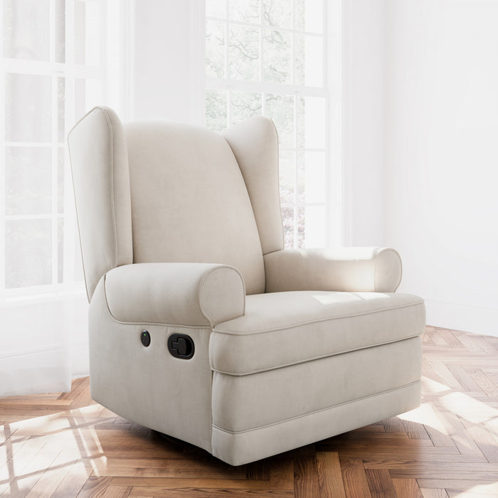 Storkcraft Serenity Fauteuil bercant inclinable rembourre a dossier a oreilles - Ivoire