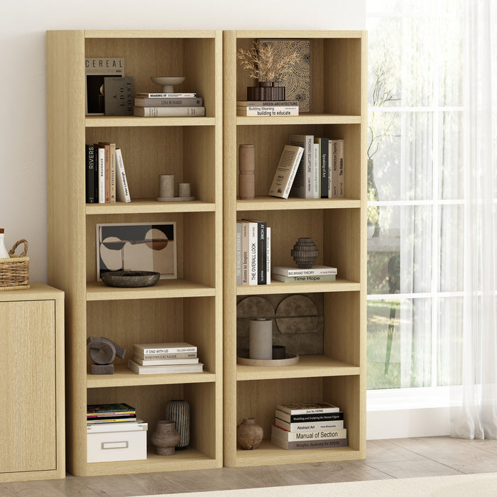 Bibliotheque ouverte moderne Rivington 28\" en chene naturel - Lot de 2