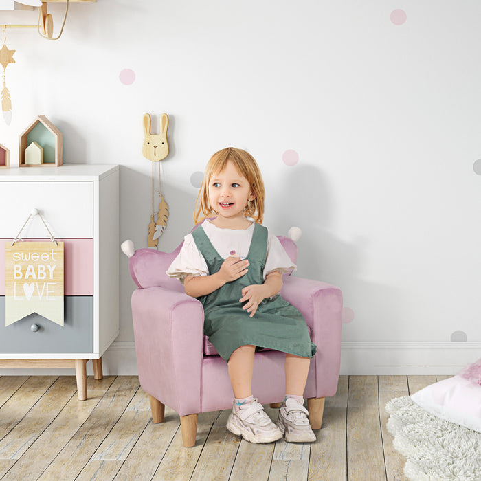 Qaba Fauteuil Enfant Design Scandinave Compartiment De Rangement Grand Confort Accoudoirs Assise Dossier Garnissage Mousse Haute Densite Dim. 19.75\"l X 16.5\"l X 22.75\"h Violet