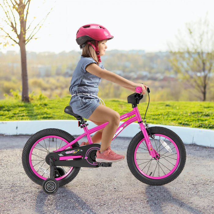 Velo Costway 16 Pouces Pour Enfants De 4 A 7 Ans Avec Selle Reglable Et Guidon Antiderapant Rose