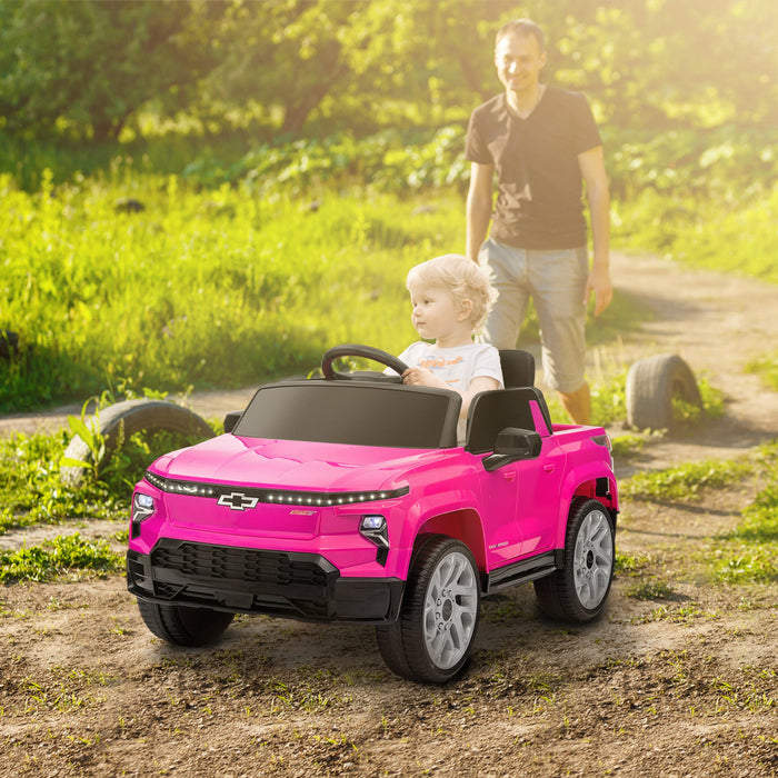 Qaba Voiture Electrique 12 V Pour Enfants, Chevrolet Silverado Ev Rst, Voiture Pour Enfants Alimentee Par Batterie Avec Telecommande Parentale, Suspension A Ressort, Rose