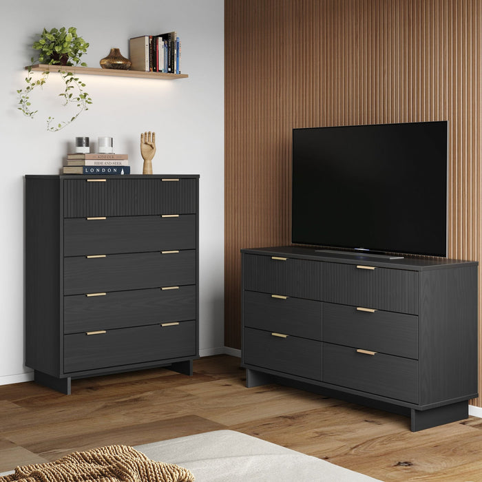 Ensemble de commode 2 pieces Granville Modern en gris charbon