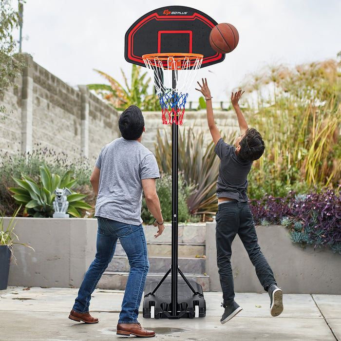 Support De Panier De Basket Reglable Pour Enfants De Marque Costway Avec Roues Et Panneau Incassable En Filet Durable