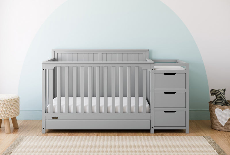Graco Hadley Lit de bebe convertible 5-en-1 avec table a langer et tiroir - Gris galet
