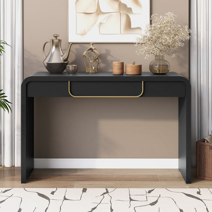 Console en bois Ethan avec rangement pour salon, entree ou couloir - noire