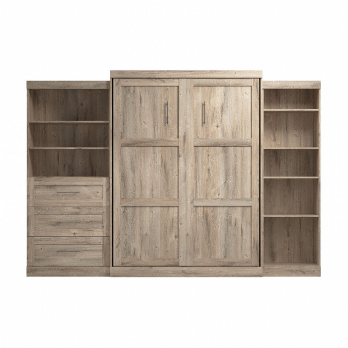 Grand lit escamotable mural Pur de Bestar de 126 po avec tablettes et tiroirs