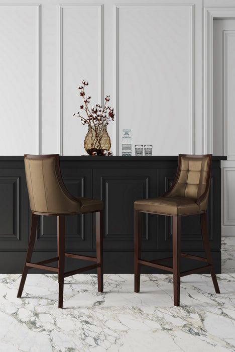 Tabouret de bar traditionnel en bois avec assise rembourree Fifth Avenue, bronze - Lot de 3