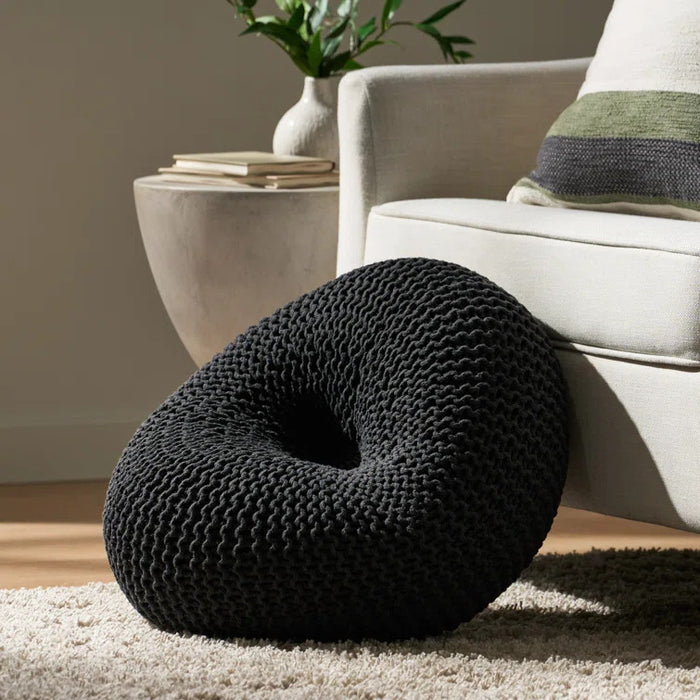 Pouf Rembourré Murphy, 100 % Coton - Noir