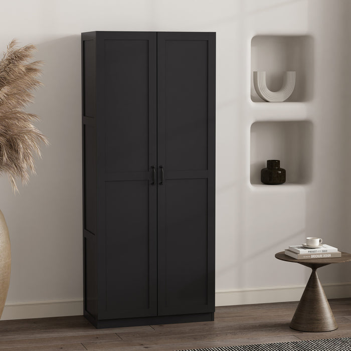 Armoire de rangement Cornelia Modern 30\" en noir (7 etageres)