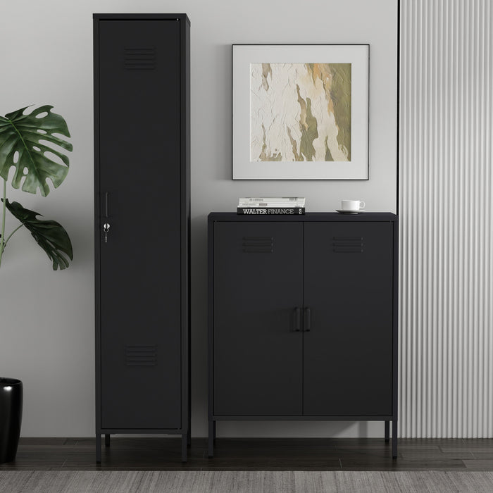 Armoires de rangement modernes Naomi 2 pieces en metal noir