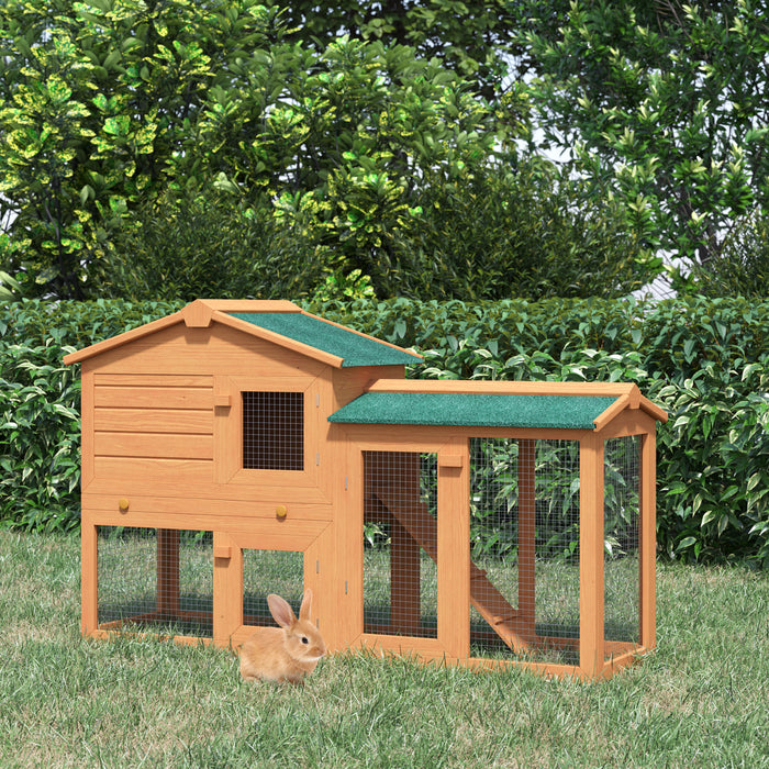 Pawhut Clapier A Deux Niveaux Pour Petits Animaux Cage A Lapin Pour Animaux Domestiques Avec Rampe D'acces Au Toit Resistant A L'eau Courante Et Aux Uv Fini Naturel Cochon D'inde Habitat Pour Hamster