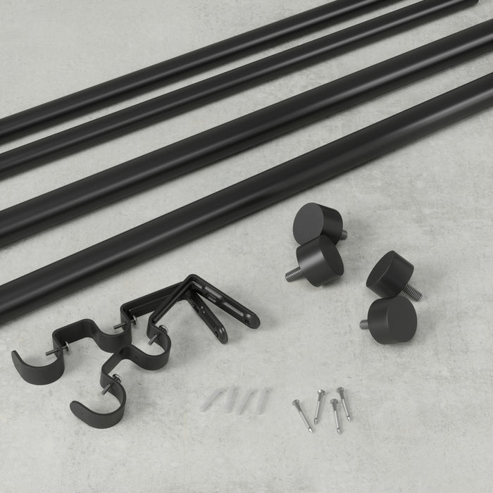  Tringle à rideaux extensible double Cappa de Umbra noir brossé de 1 po - 66 po à 120 po