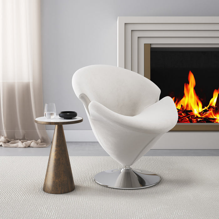 Fauteuil lounge pivotant moderne en velours Tulip blanc - Lot de 2