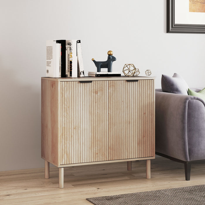 HOMCOM Armoire de rangement, buffet avec etagere, chene