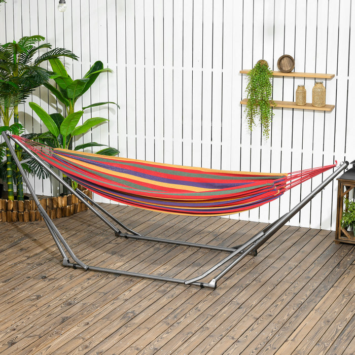 Outsunny 2 En 1 Support De Hamac En Acier, Noir