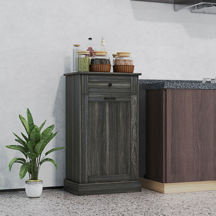 HOMCOM Poubelle inclinable, armoire a poubelles cachee avec tiroir, gris