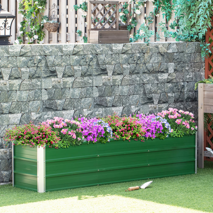 Outsunny Jardiniere En Acier Lit De Culture Lit Sureleve Pot De Fleurs Bac A Plante Pour Patio Terrasse Jardin Une Paire De Gants Fournie Tole D'acier Vert