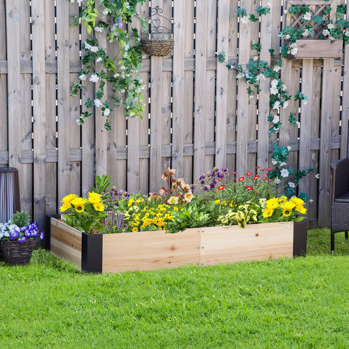 Outsunny 63\" X 32\" Jardiniere Surelevee Avec Support D'angle En Metal, Facile A Installer