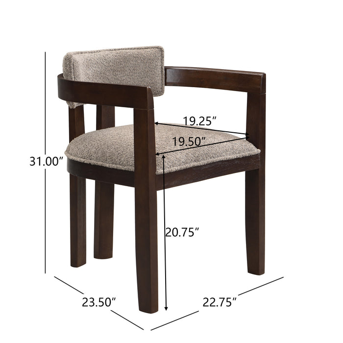 Evelyn Ensemble de 2 chaises de salle a manger en bois de caoutchouc avec accoudoirs et assise rembourree, expresso