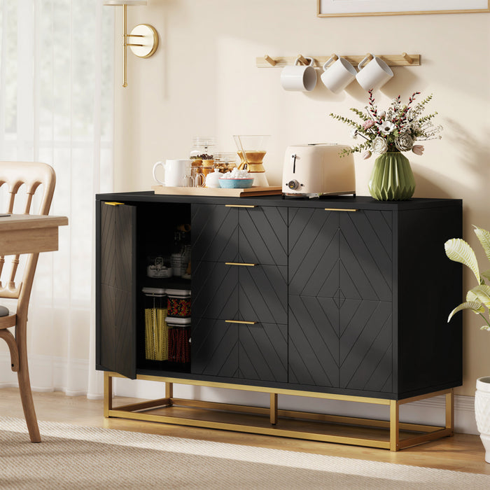 HOMCOM Meuble de Rangement 3 Tiroirs Buffet pour Salle a Manger, Salon