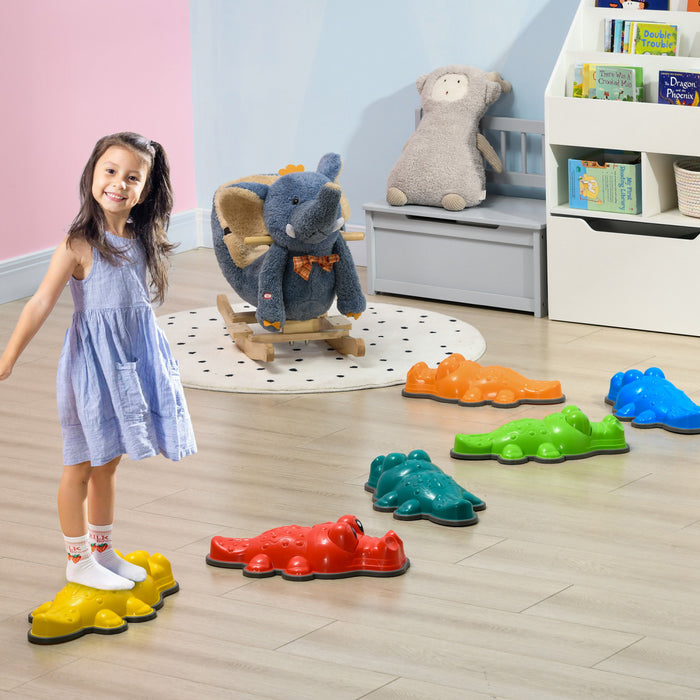 Outsunny Pierres D'equilibre Pour Enfant, 6 Pieces Anti-derapantes, Tremplins Jeu De Coordination De Parcours D'obstacles, Jouets D'equipement, Jeu Exterieur Interieur Pour 3-8 Ans, Empilables