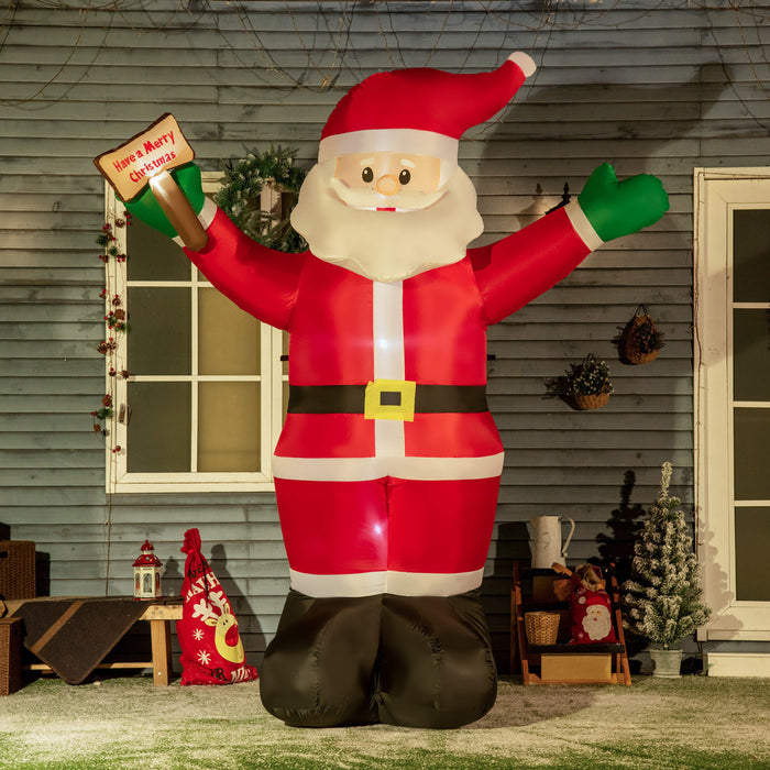 Outsunny Pere Noel Gonflable De 8ft Signe Lumineux De Benedictions