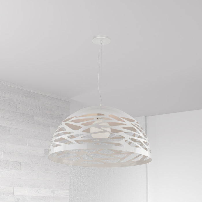Luminaire suspendu Coral de Dainolite de 20 po de diamètre, avec fini blanc mat et 1 ampoule