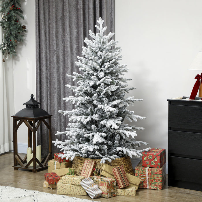 HOMCOM Sapin de Noel 5pi, Pin Floque Complet, Montage Facile