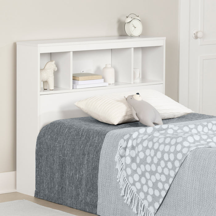 Spark Tete De Lit Bibliotheque Avec Prises Integrees - Blanc Solide