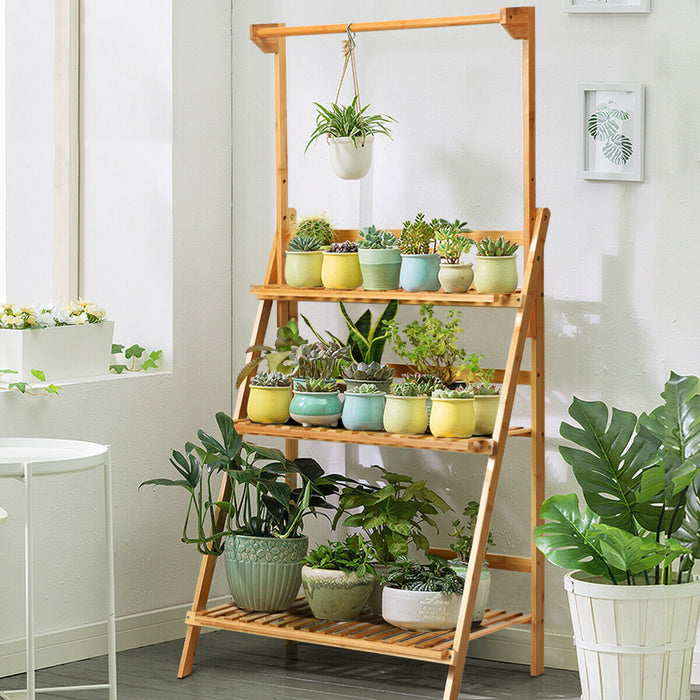 Etagere A Plantes Pliable En Bambou