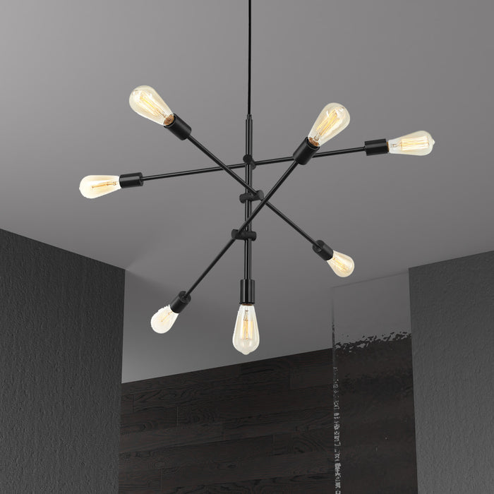 Luminaire suspendu réglable Alexa de Dainolite avec fini noir mat et 7 ampoules