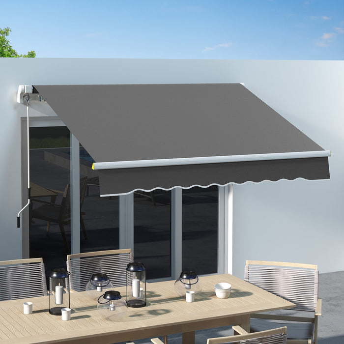 Outsunny Auvent Retractable 8' X 6.5' Avec Lumieres Led, Uv40+, Gris Fonce