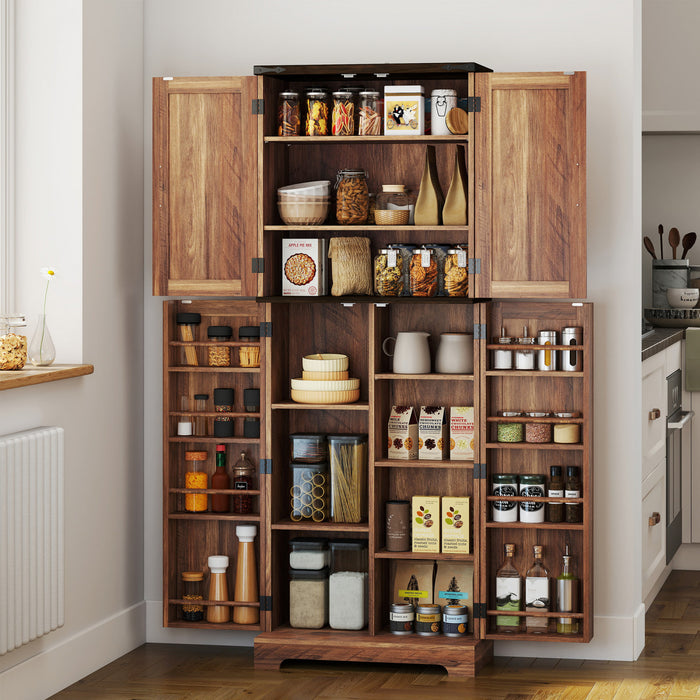 HOMCOM Armoire de cuisine, garde-manger de 64 po avec tablettes reglables