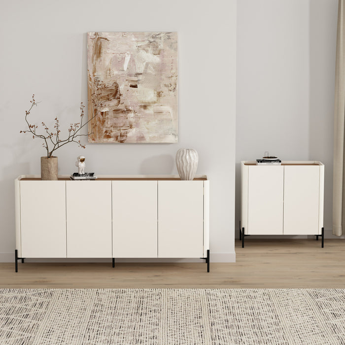 Buffet et meuble d’appoint Abbey Modern 2 pieces en erable et blanc casse