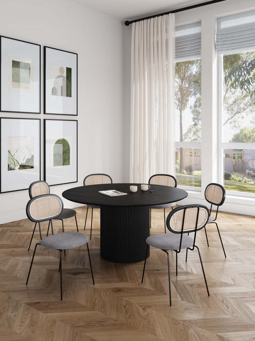 Ensemble de salle a manger moderne industriel chic Hathaway et Jardin 7 pieces en noir et gris