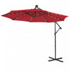 Costway 10FT Cantilever Solar Powered 32LED Lighted Patio Offset Umbrella Outdoor Wine