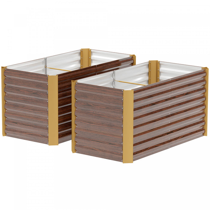 Outsunny Lot de 2 jardinieres sureleves, bac a fleurs, marron fonce vieilli