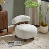 Nube Modern Boucle Accent Chair with Curved Backrest and Four-Leg Design, Off White, Walnut | Nube Fauteuil d'Appoint Moderne en Bouclette a Dossier Courbe et Quatre Pieds, Blanc Casse, Noyer