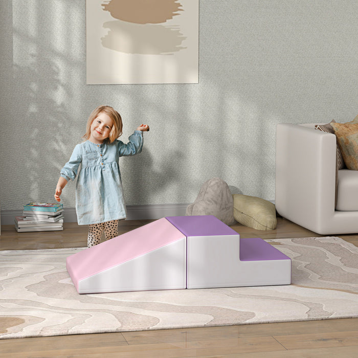 Soozier Ensemble De Jeu Doux 2 Pieces Pour Activites D'escalade Et D'exploration, Blocs De Mousse Pour Bebes D'age Prescolaire, Equipement De Jeu Avec Structure D'activite, Violet