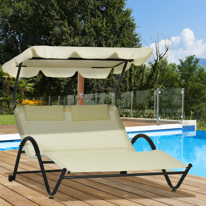 Chaise De Bronzage Outsunny Chaise Longue De Toit Pare-soleil, Gris Fonce