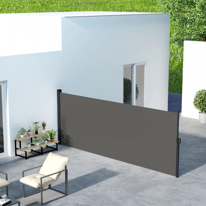 Outsunny Auvent Lateral Retractable 13'x5', Ecran De Confidentialite, Gris