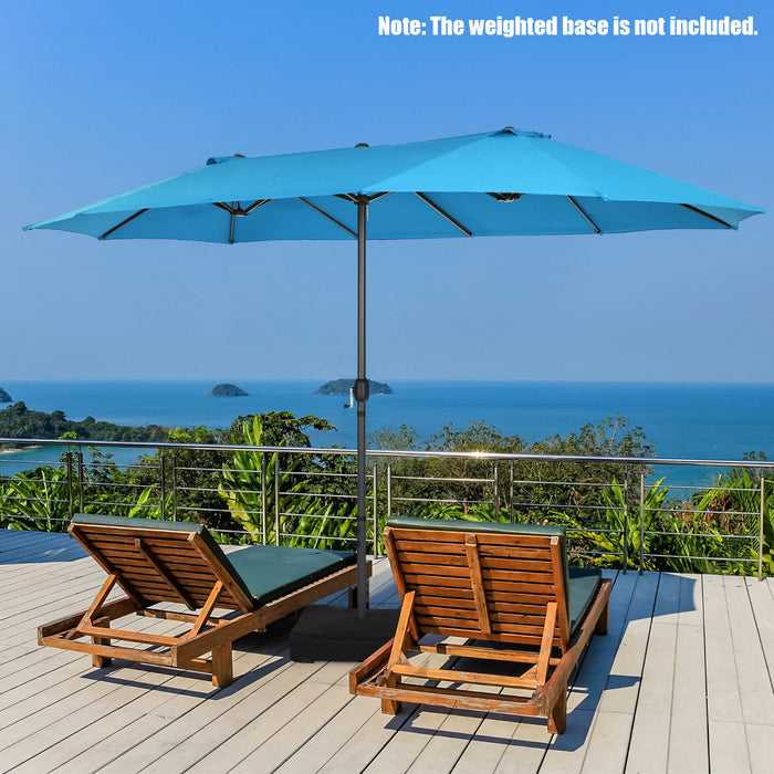 Costway Parasol double face 15FT a manivelle pour patio Jardin marche protection solaire Bleu